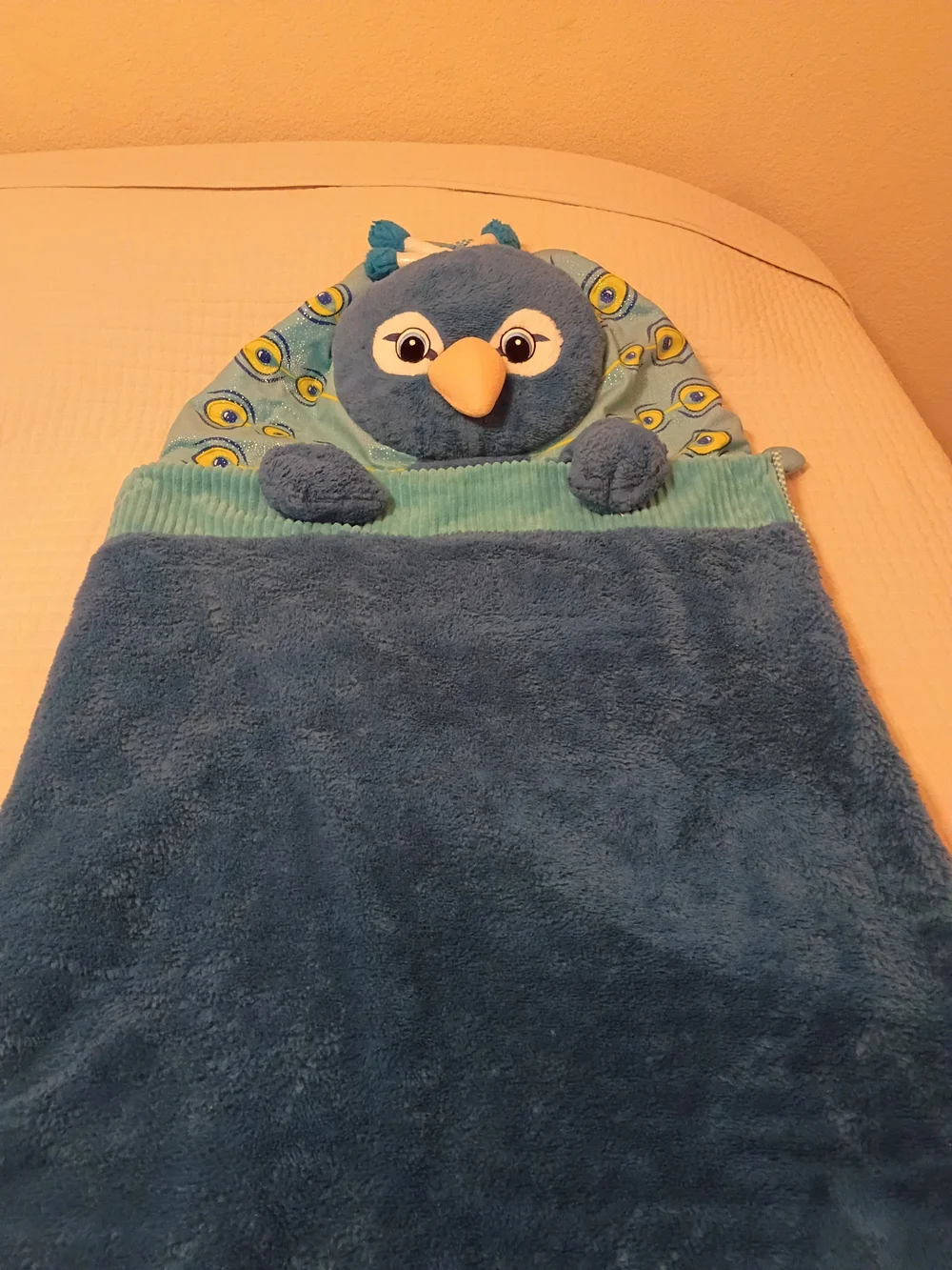 Hugfun Kids Animal Slumber Bag Blue Peacock Sleeping Bag (66